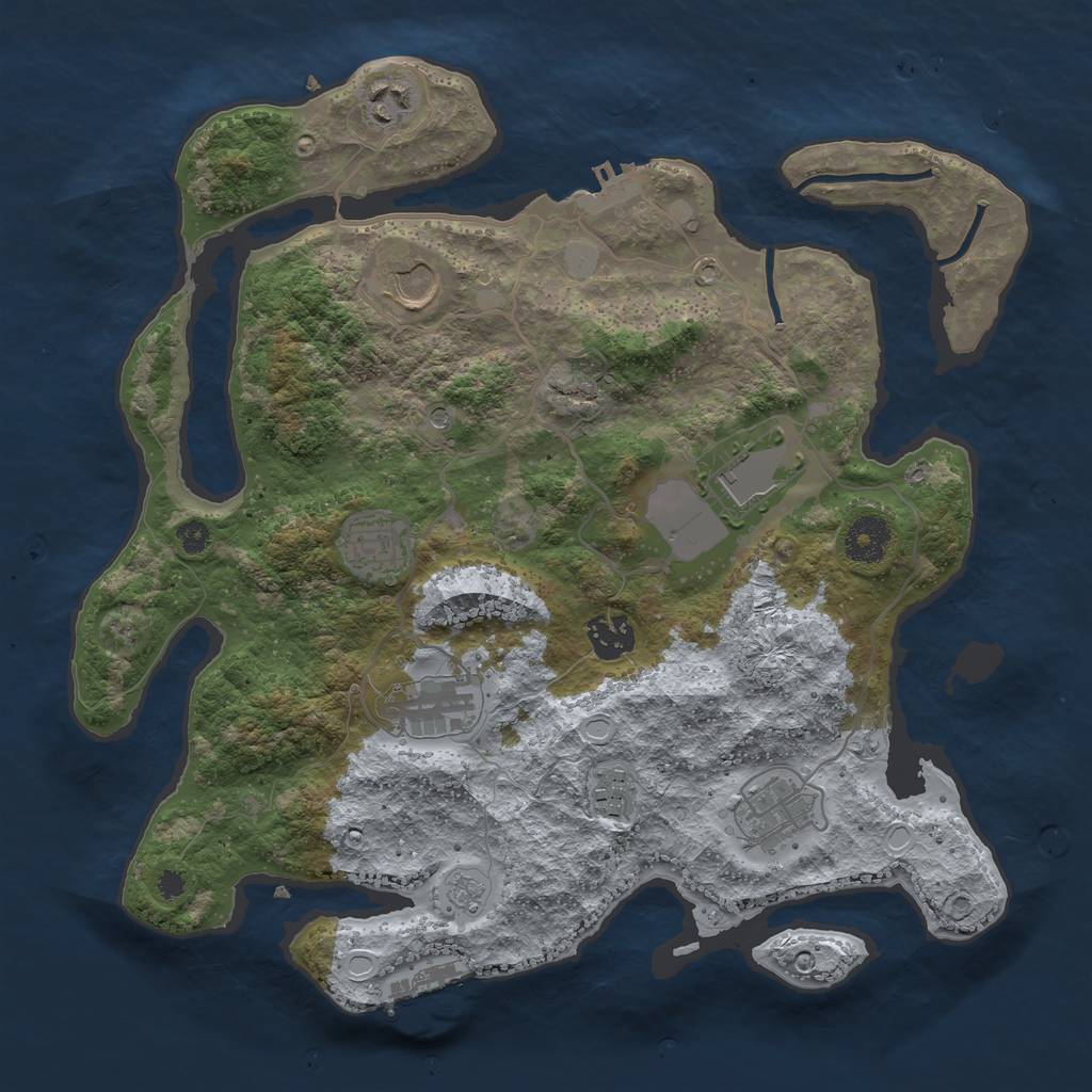 Rust Map: Procedural Map, Size: 3500, Seed: 57582850, 15 Monuments