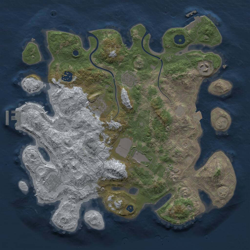 Rust Map: Procedural Map, Size: 3500, Seed: 31031575, 13 Monuments