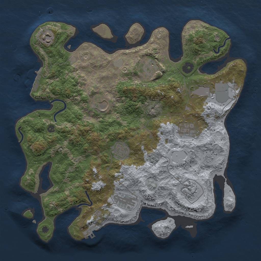 Rust Map: Procedural Map, Size: 3500, Seed: 121417, 16 Monuments