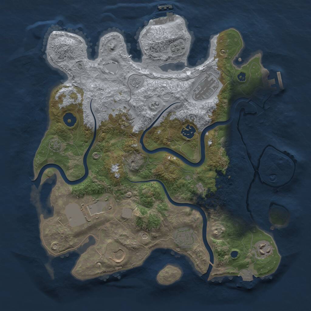 Rust Map: Procedural Map, Size: 3500, Seed: 20660025, 14 Monuments