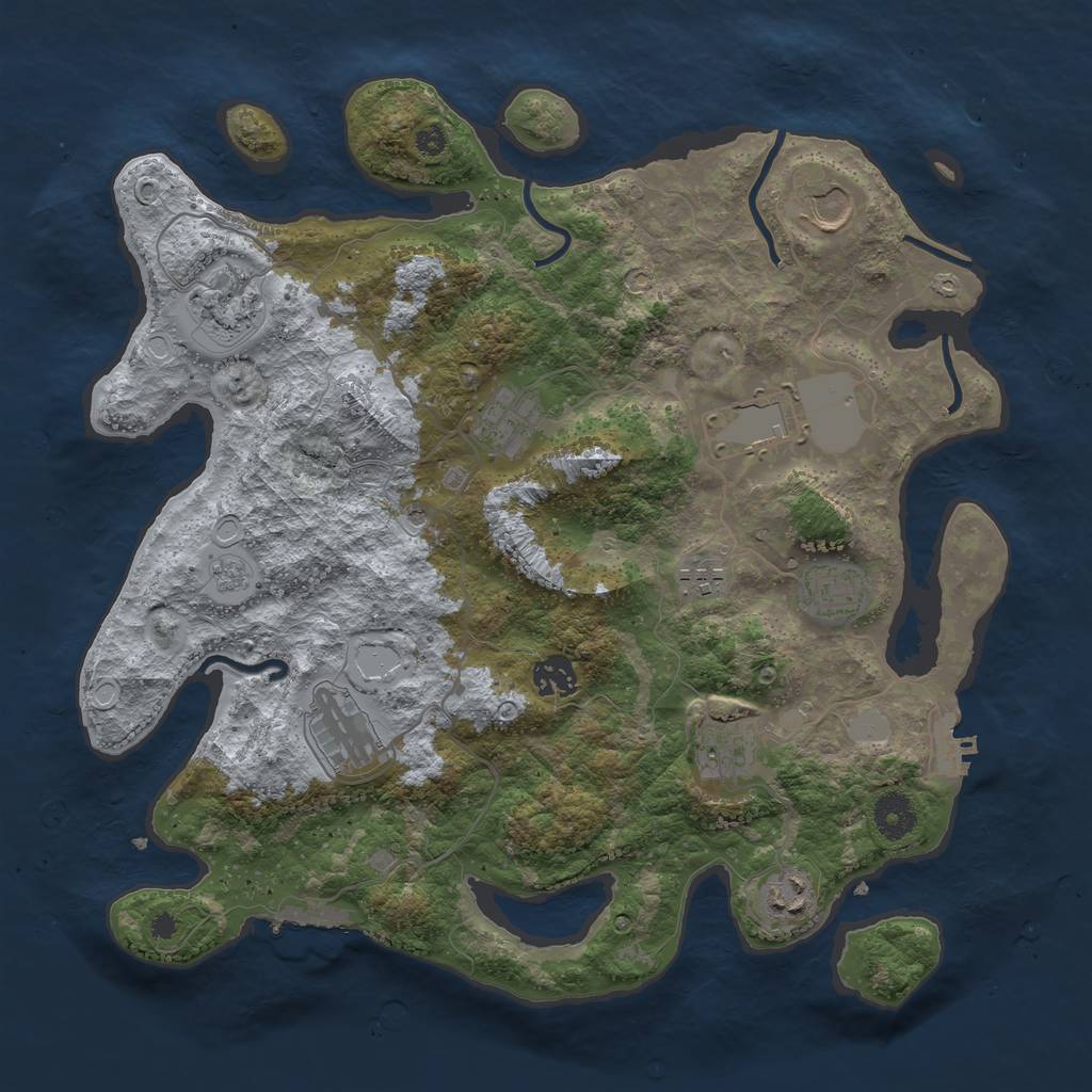 Rust Map: Procedural Map, Size: 3700, Seed: 1152798136, 17 Monuments