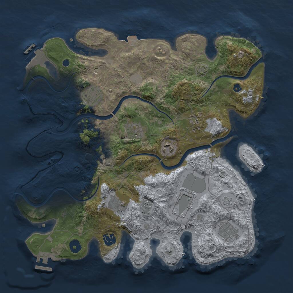 Rust Map: Procedural Map, Size: 3500, Seed: 17759306, 15 Monuments