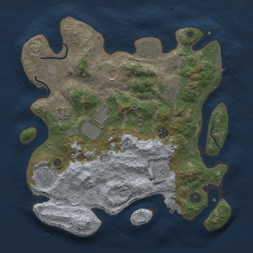 Rust Map: Procedural Map, Size: 3500, Seed: 9405286, 15 Monuments