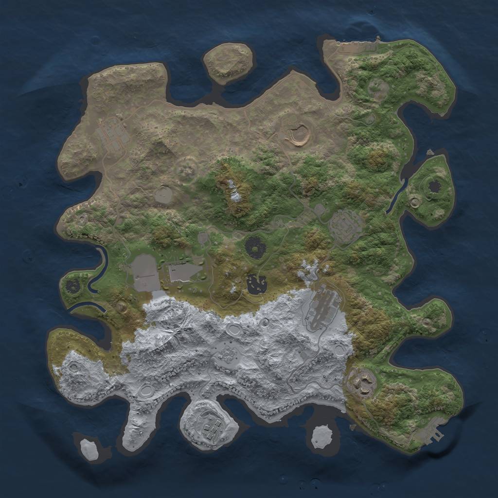 Rust Map: Procedural Map, Size: 3500, Seed: 154242330, 14 Monuments