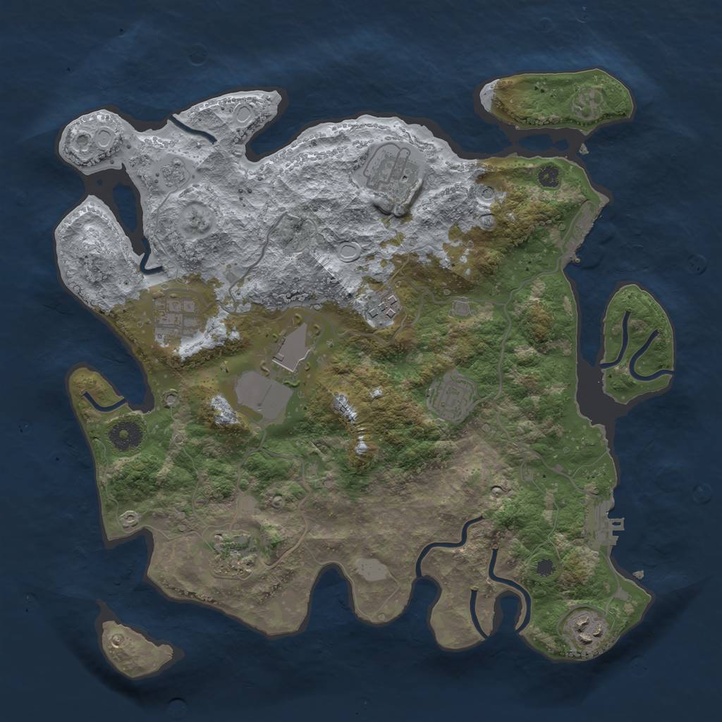 Rust Map: Procedural Map, Size: 3500, Seed: 6757, 14 Monuments