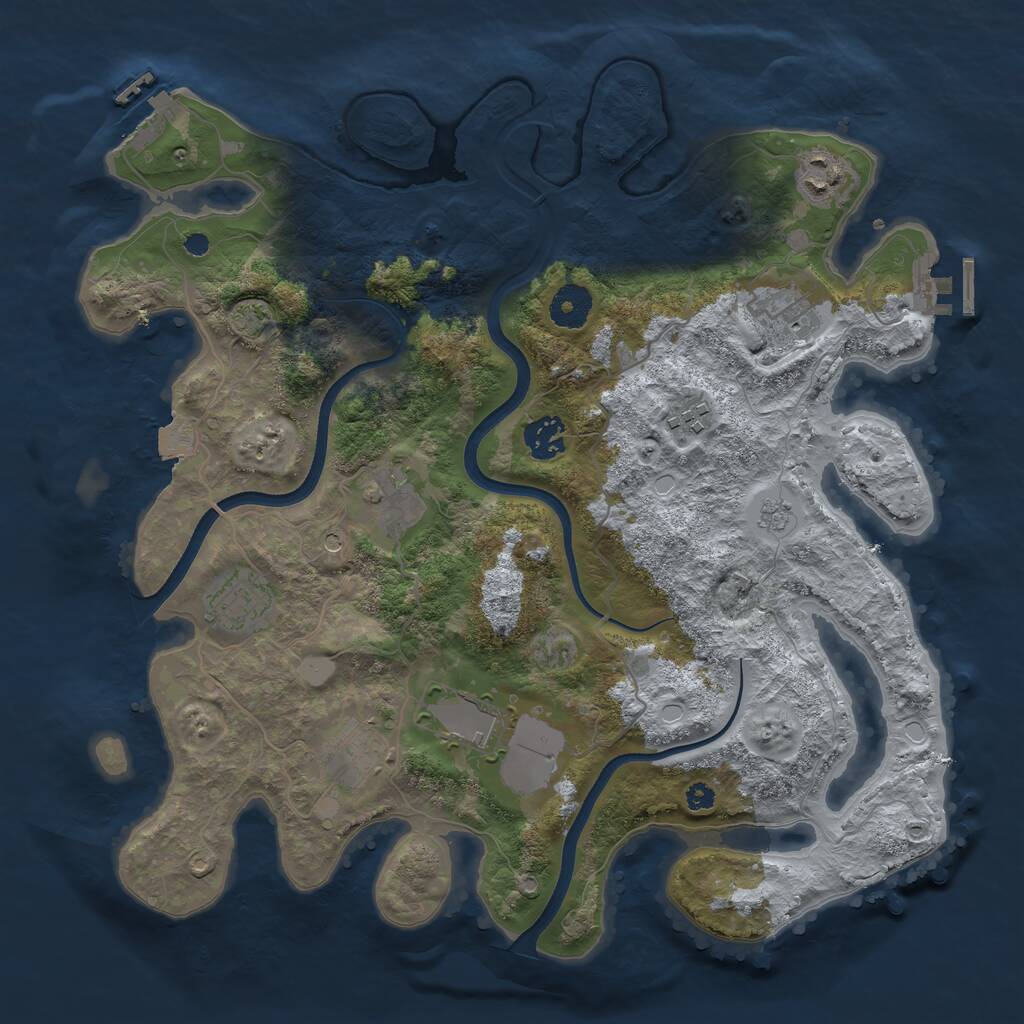 Rust Map: Procedural Map, Size: 3600, Seed: 6665557, 14 Monuments