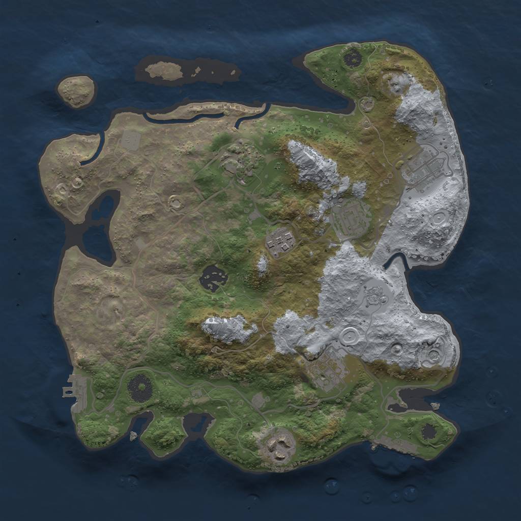 Rust Map: Procedural Map, Size: 3000, Seed: 2453407, 14 Monuments