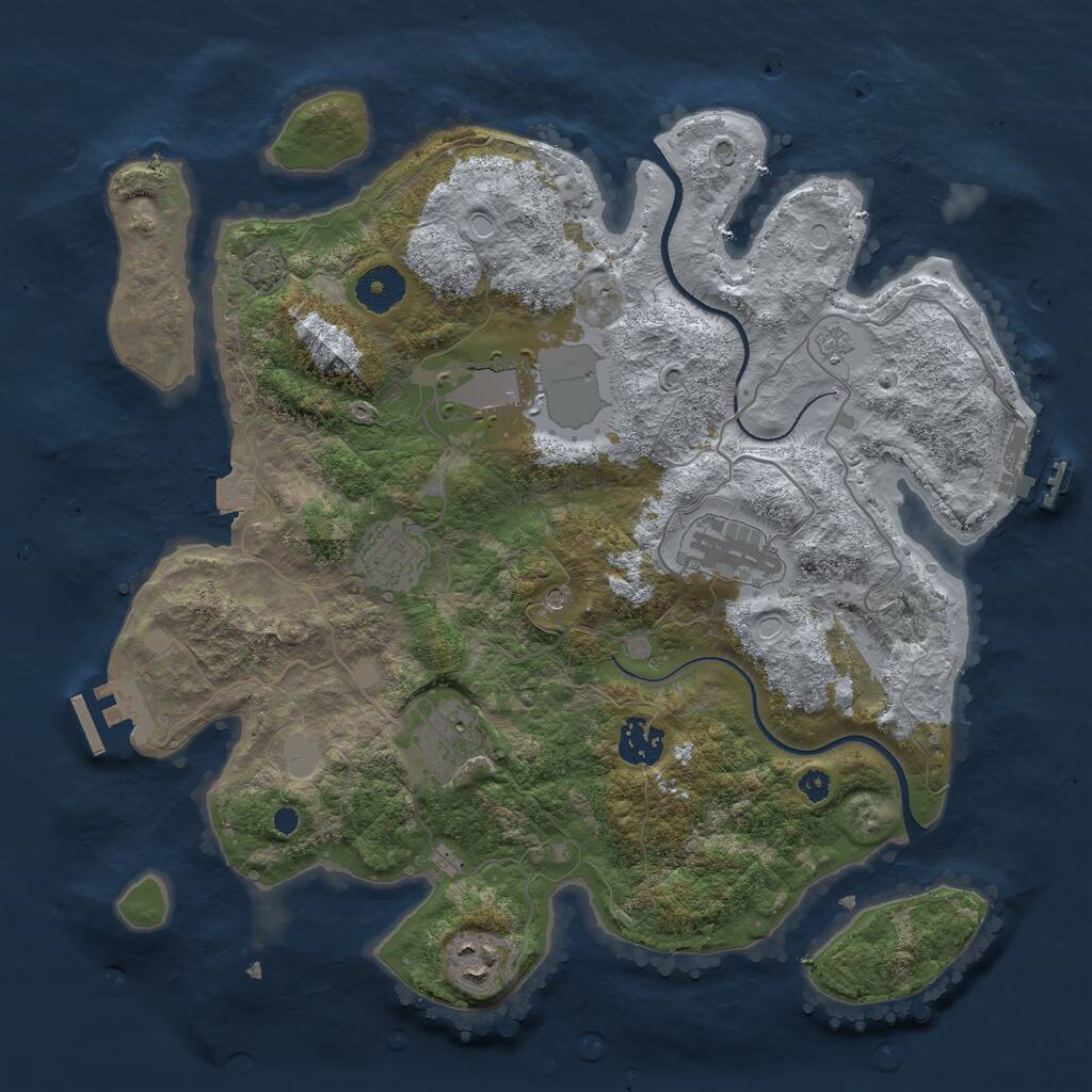 Rust Map: Procedural Map, Size: 3500, Seed: 39016623, 12 Monuments