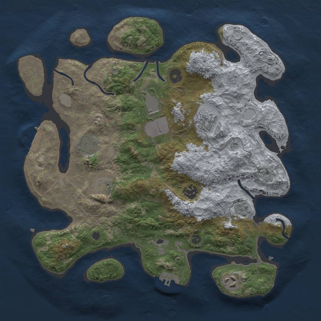 Rust Map: Procedural Map, Size: 3500, Seed: 20057210, 14 Monuments