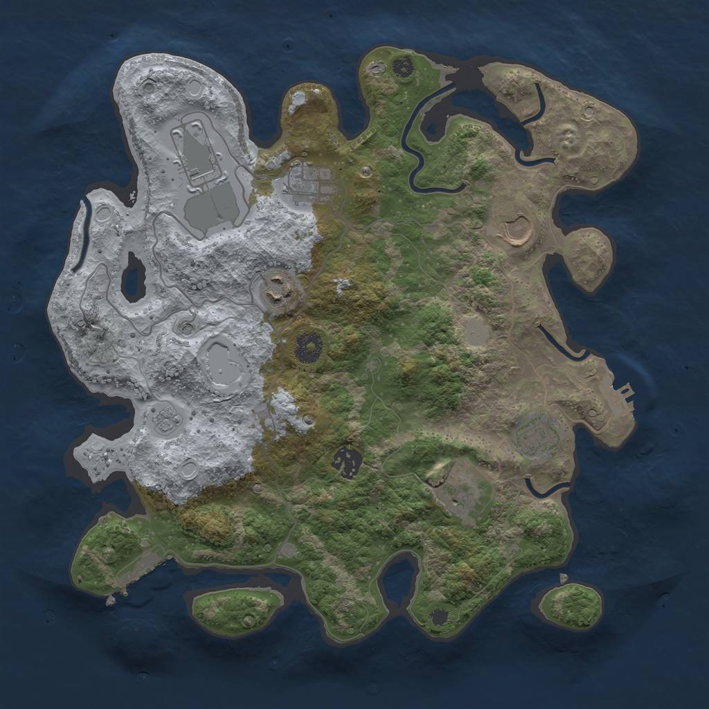 Rust Map: Procedural Map, Size: 3500, Seed: 91914238, 14 Monuments