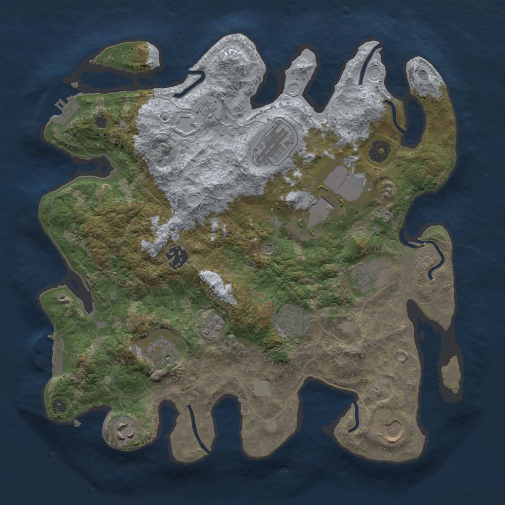 Rust Map: Procedural Map, Size: 3500, Seed: 90658865, 16 Monuments