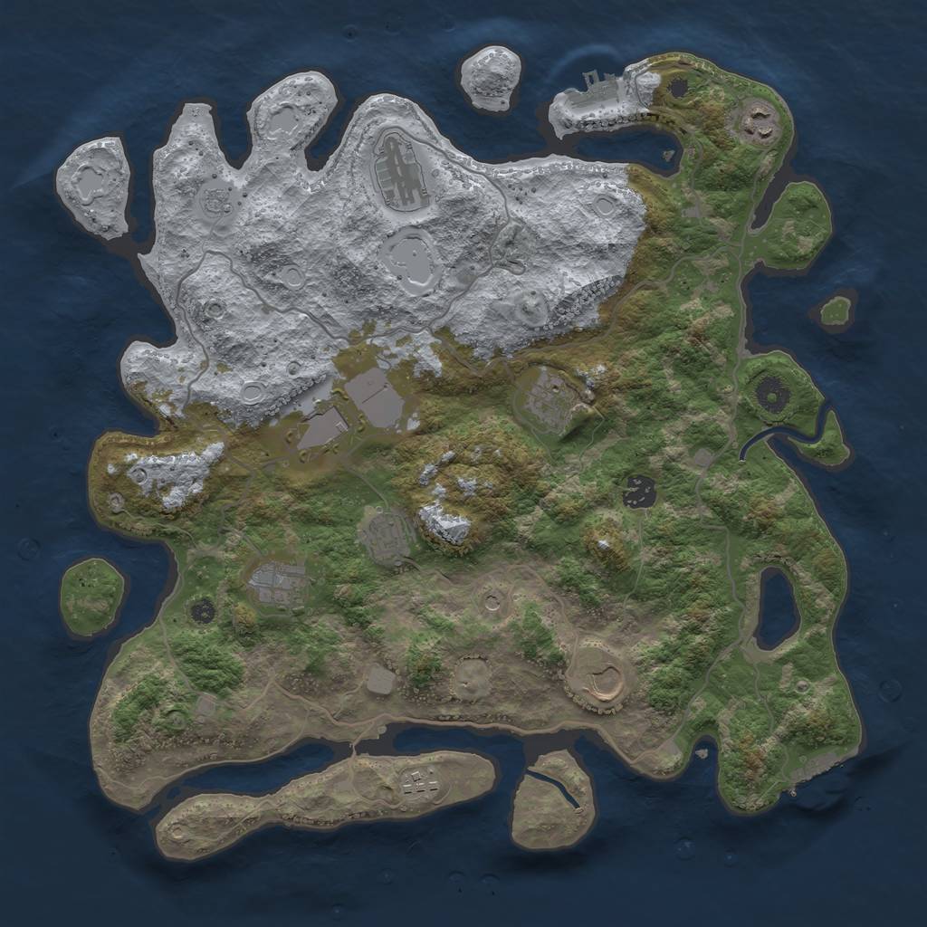 Rust Map: Procedural Map, Size: 4000, Seed: 293505, 16 Monuments