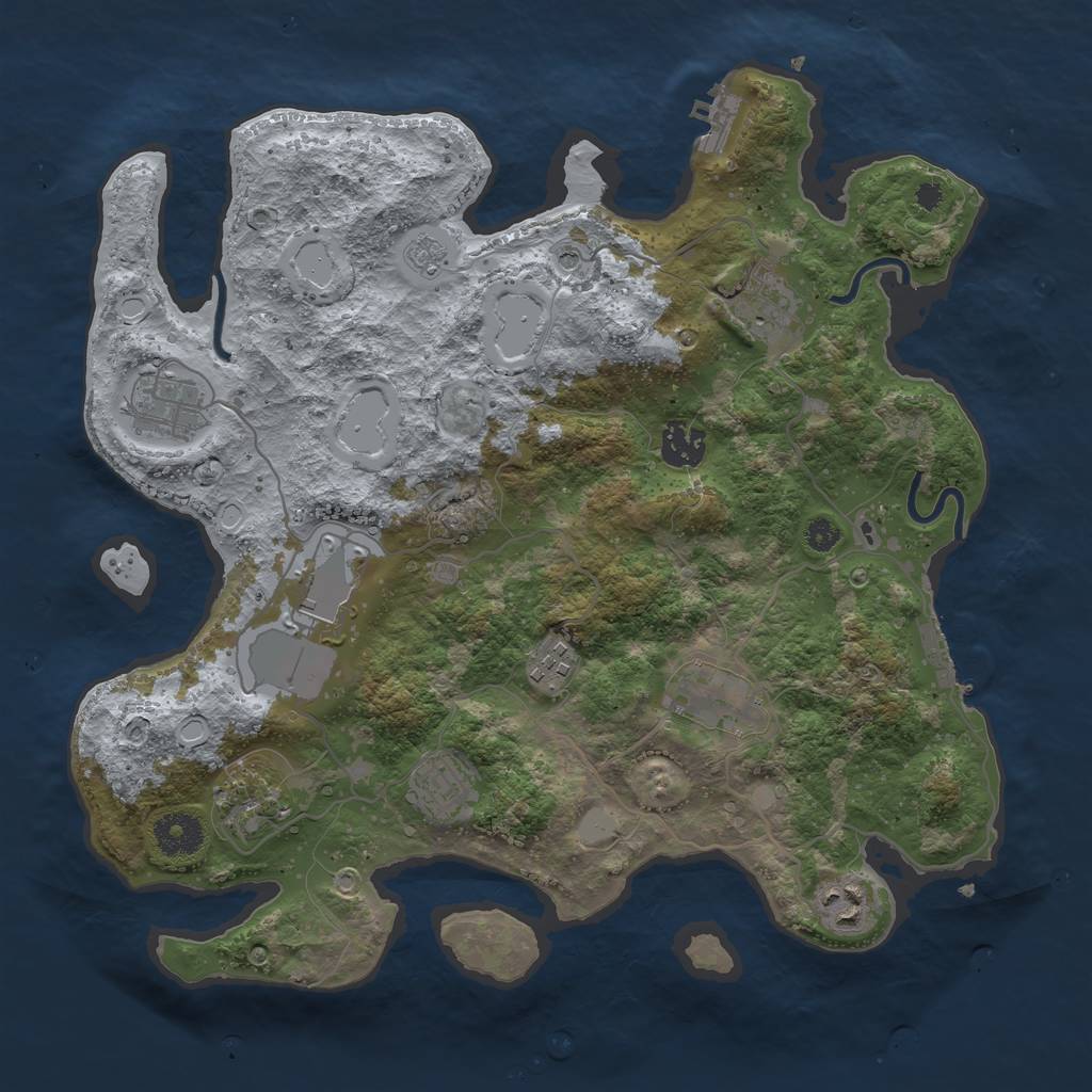 Rust Map: Procedural Map, Size: 3500, Seed: 58625382, 16 Monuments