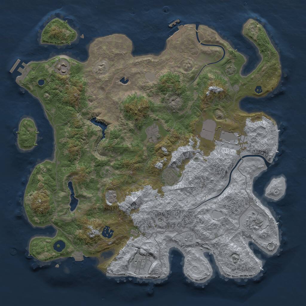Rust Map: Procedural Map, Size: 4000, Seed: 652587, 14 Monuments