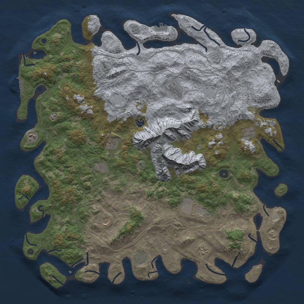 Rust Map: Procedural Map, Size: 5250, Seed: 2147483645, 18 Monuments