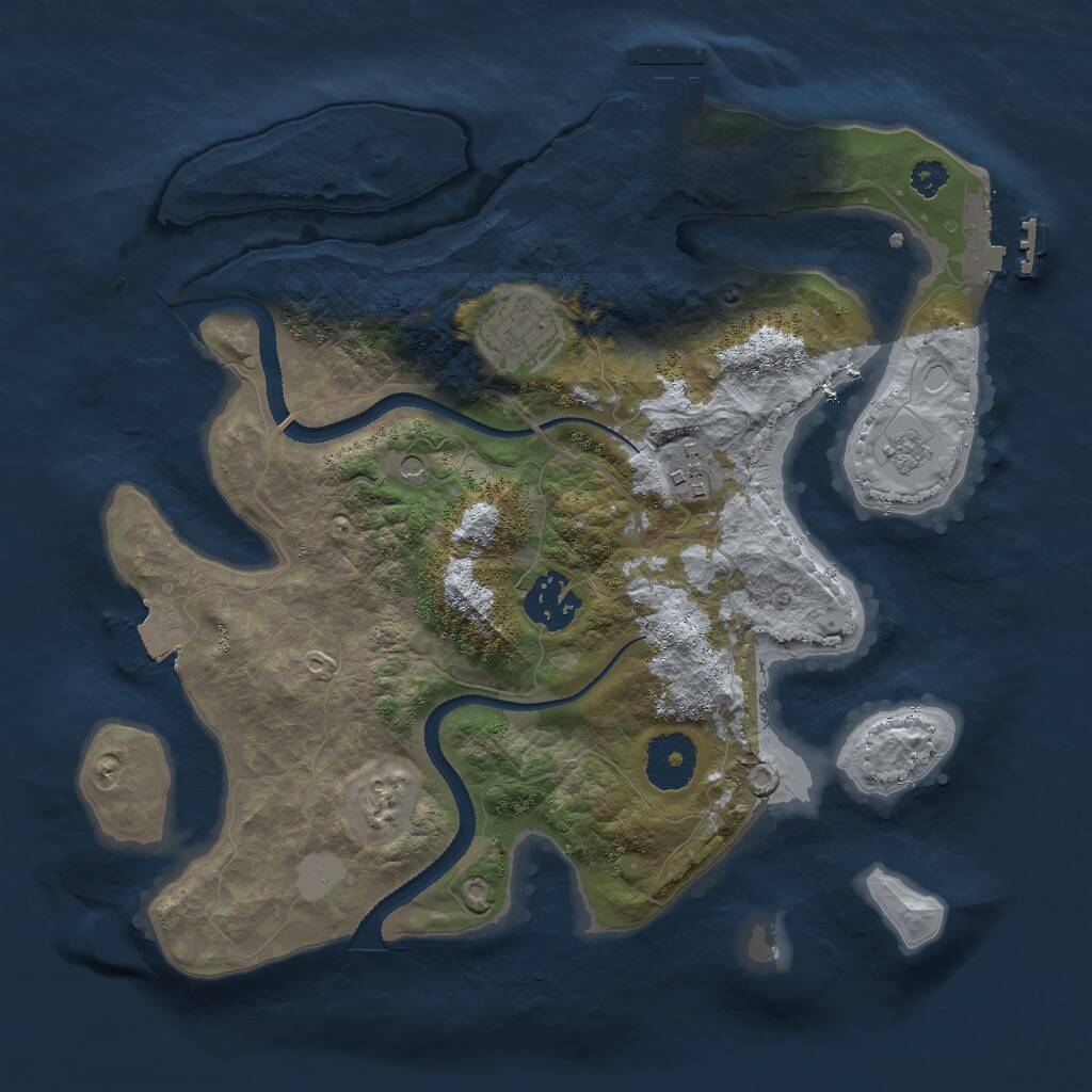 Rust Map: Procedural Map, Size: 3000, Seed: 224353, 8 Monuments