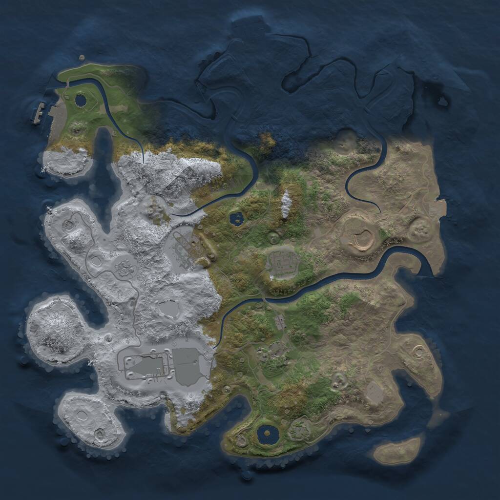 Rust Map: Procedural Map, Size: 3500, Seed: 71705876, 11 Monuments