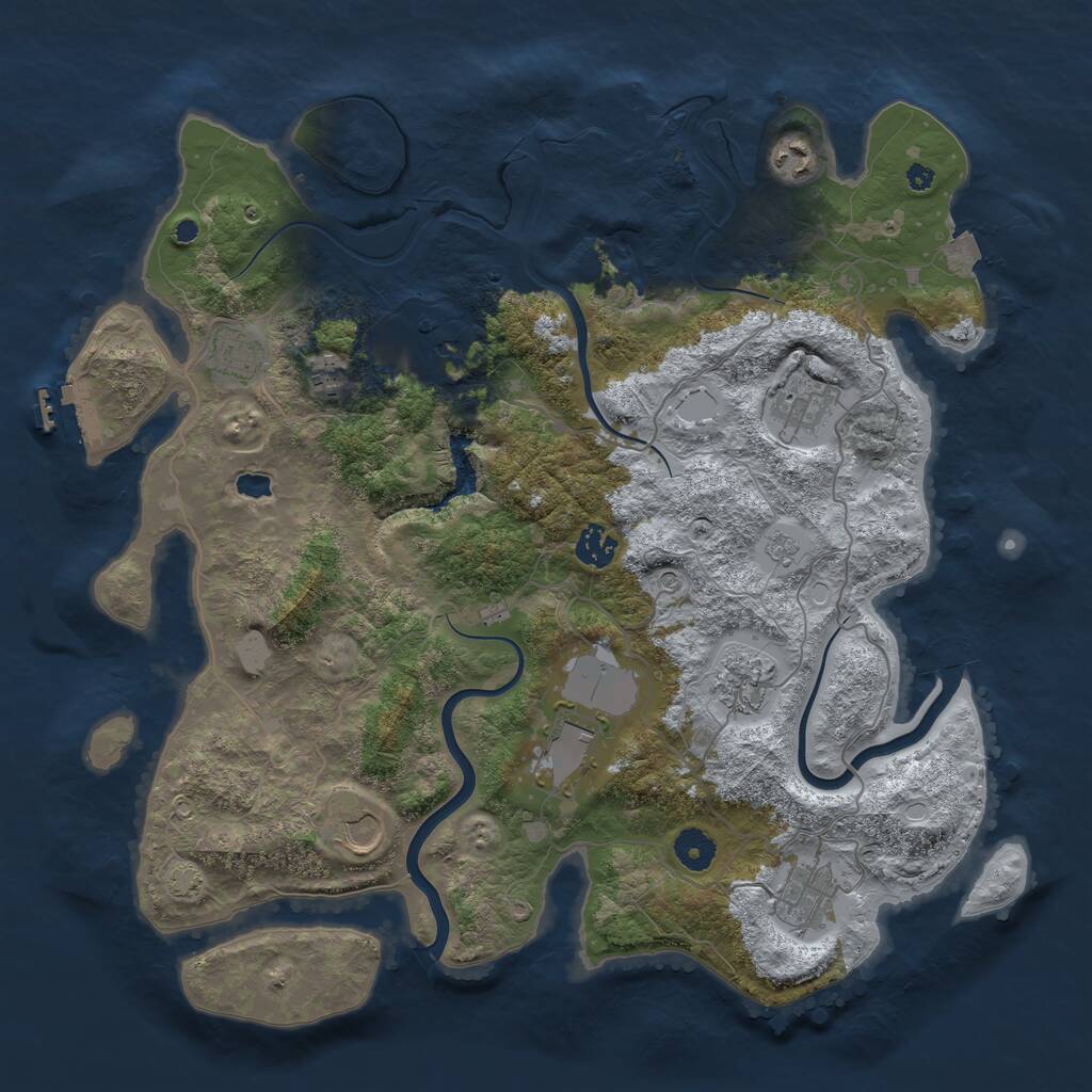 Rust Map: Procedural Map, Size: 4000, Seed: 2046594282, 16 Monuments