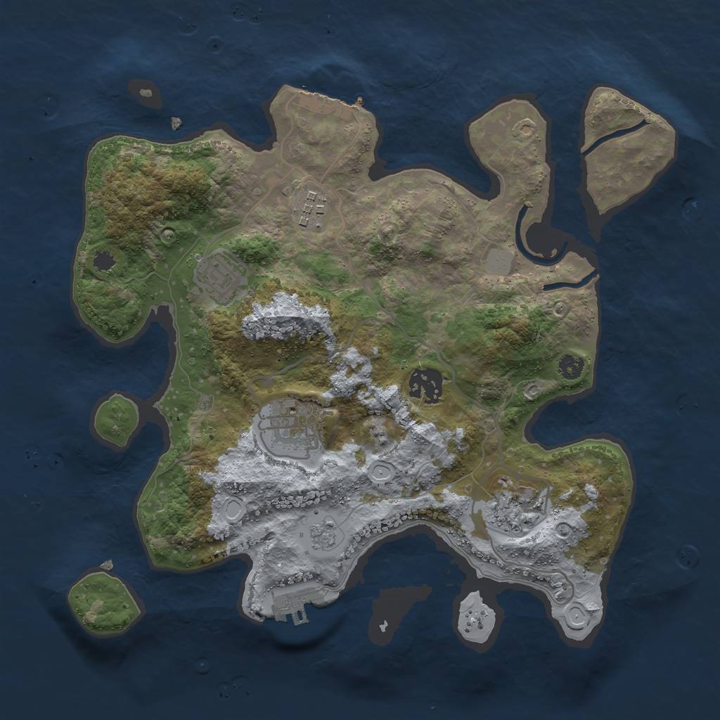 Rust Map: Procedural Map, Size: 3000, Seed: 421996, 11 Monuments