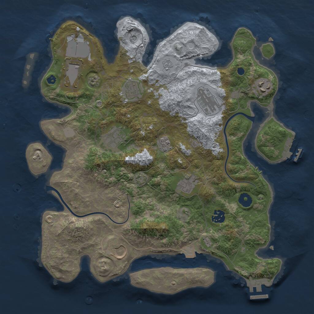 Rust Map: Procedural Map, Size: 3500, Seed: 68273630, 15 Monuments
