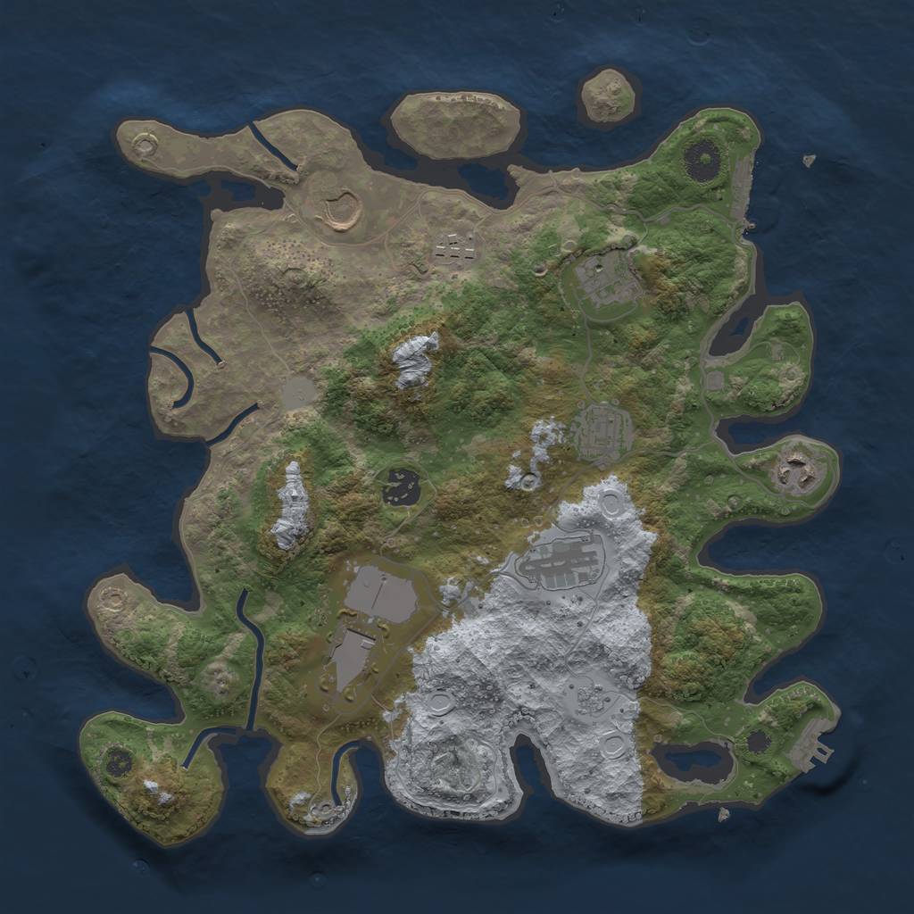 Rust Map: Procedural Map, Size: 3500, Seed: 44290997, 14 Monuments