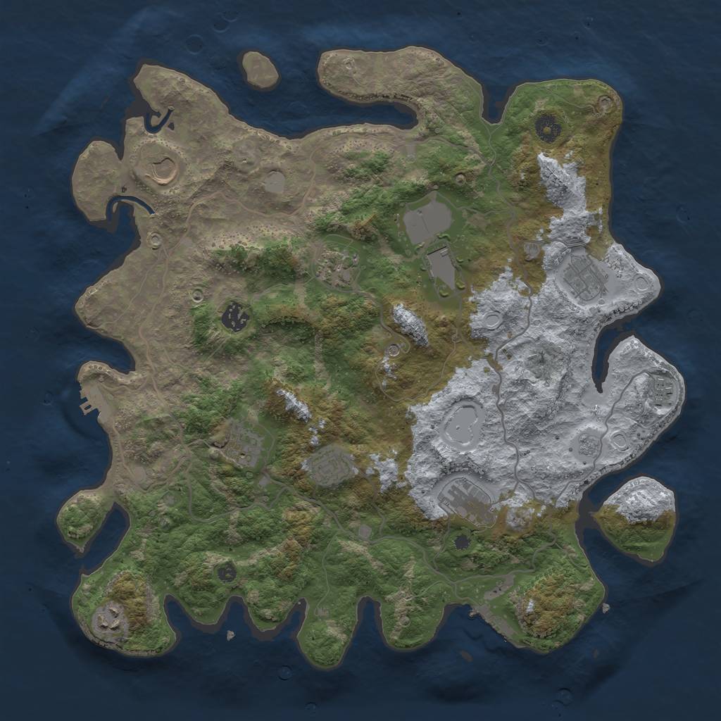 Rust Map: Procedural Map, Size: 4000, Seed: 381147222, 17 Monuments