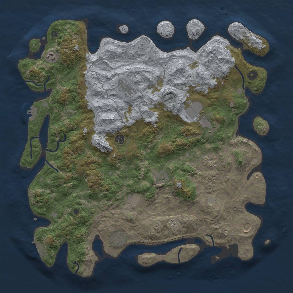 Rust Map: Procedural Map, Size: 4500, Seed: 1350482190, 17 Monuments
