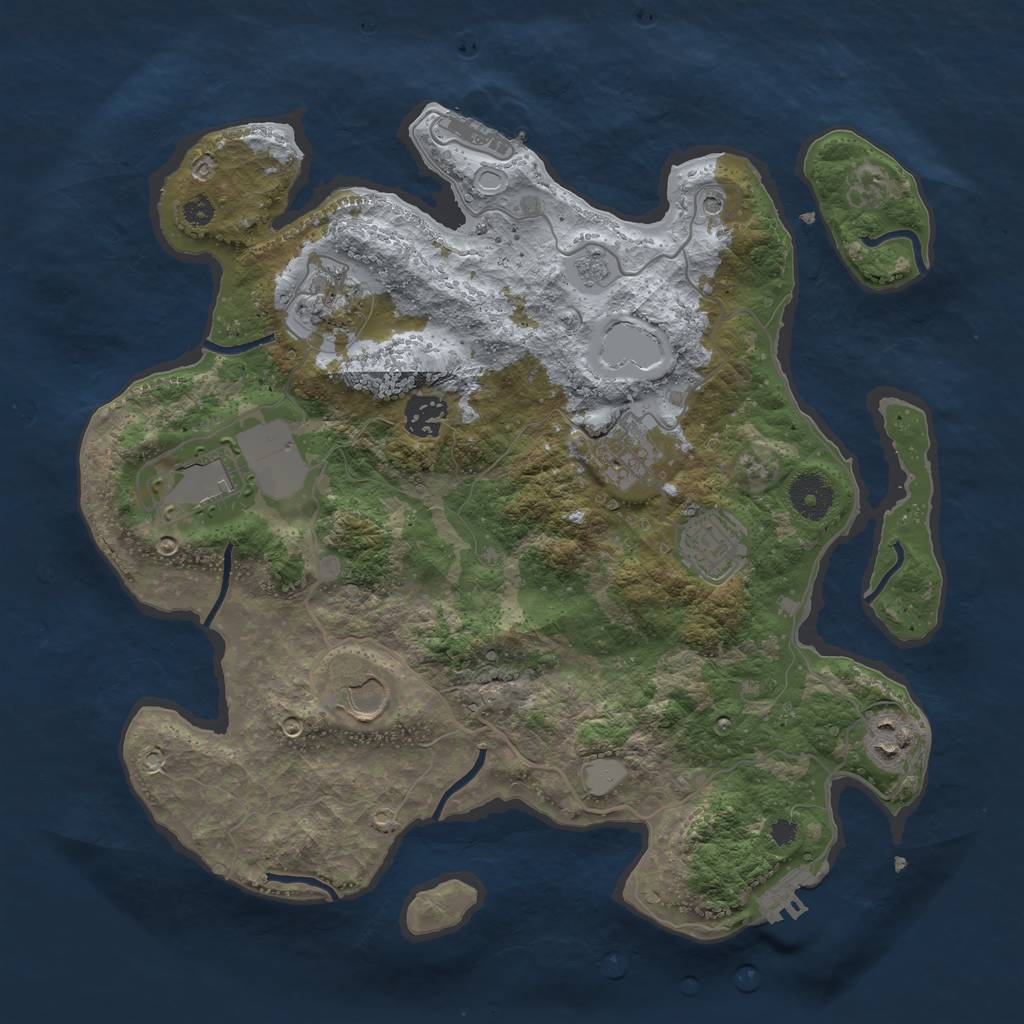 Rust Map: Procedural Map, Size: 3500, Seed: 53824638, 14 Monuments