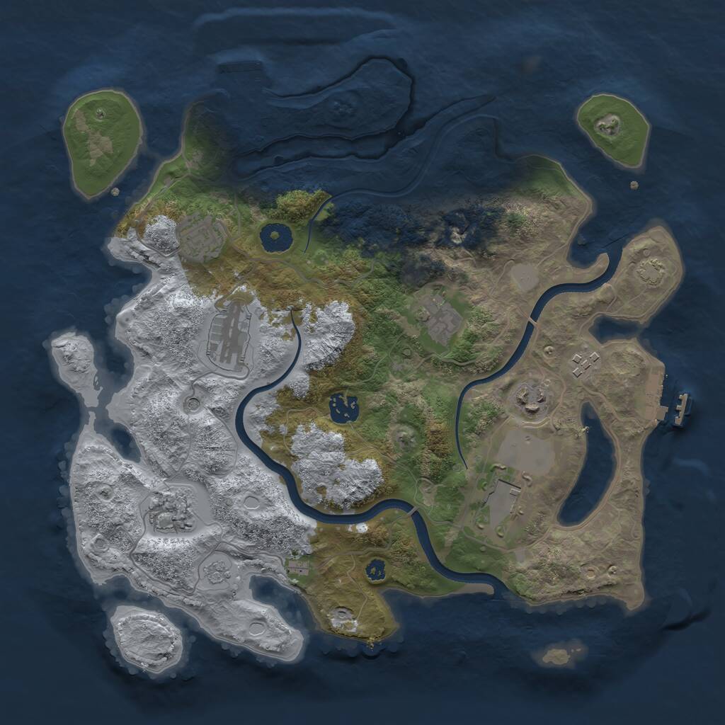 Rust Map: Procedural Map, Size: 3500, Seed: 1012410, 14 Monuments
