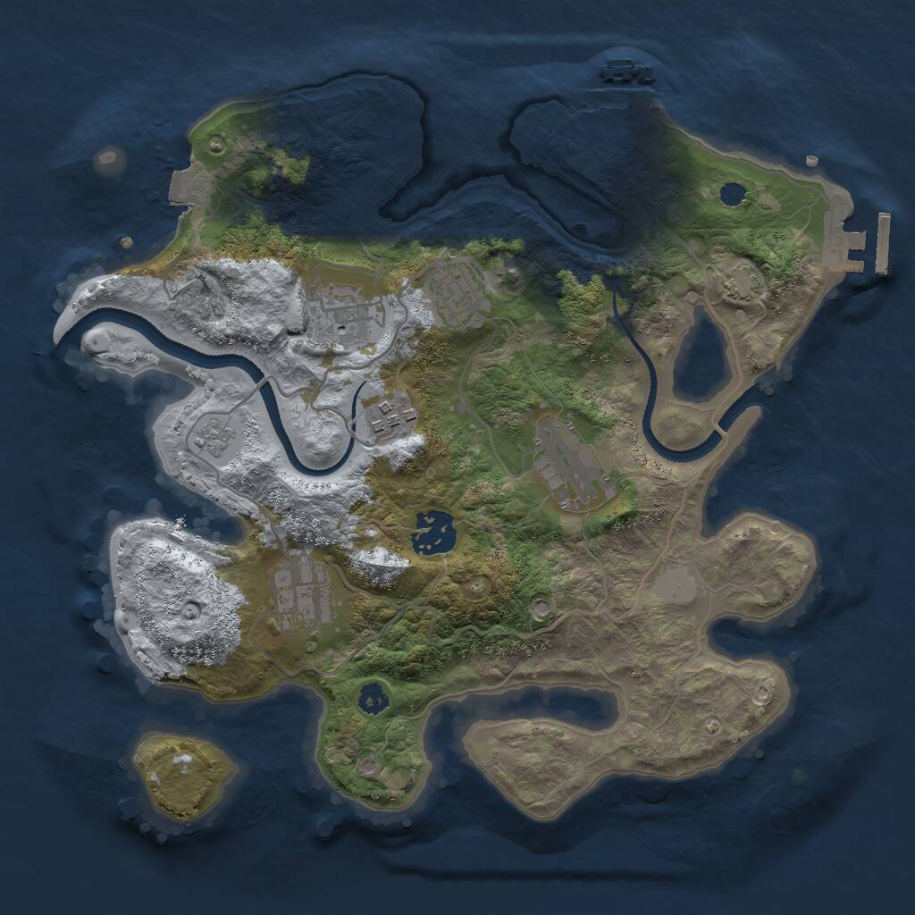 Rust Map: Procedural Map, Size: 3000, Seed: 491173328, 11 Monuments