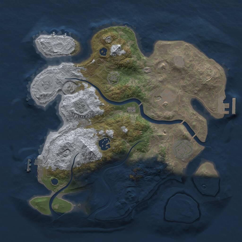 Rust Map: Procedural Map, Size: 3000, Seed: 993439668, 9 Monuments