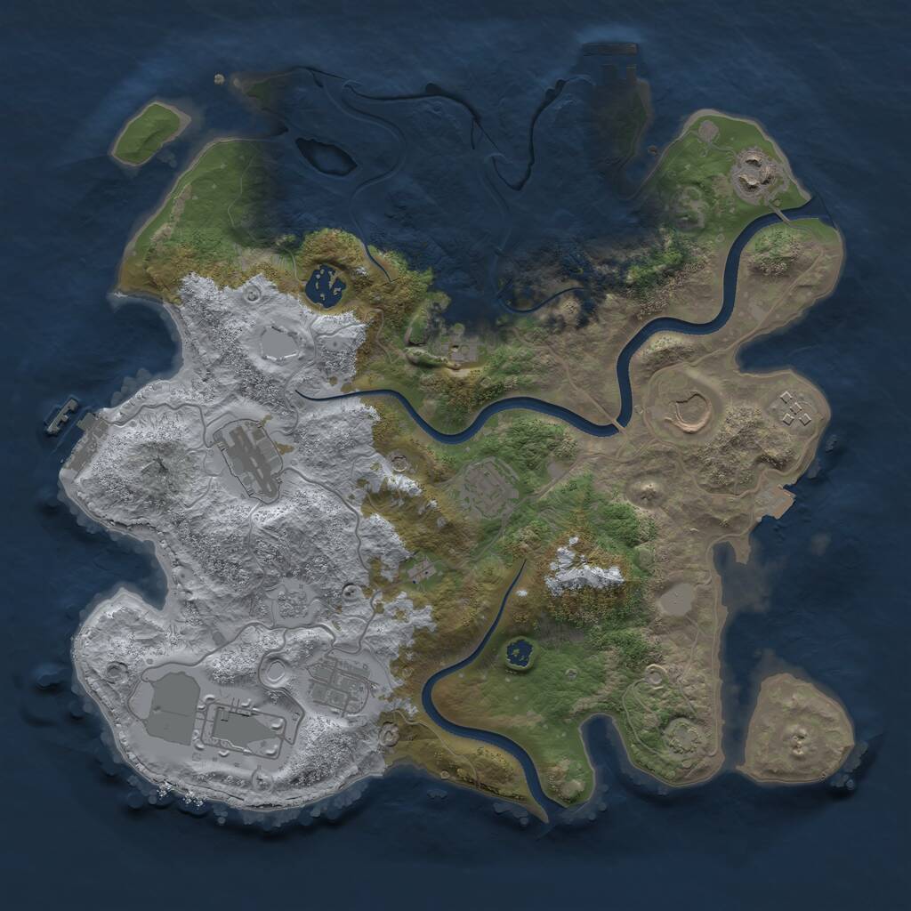 Rust Map: Procedural Map, Size: 3500, Seed: 1714512100, 15 Monuments