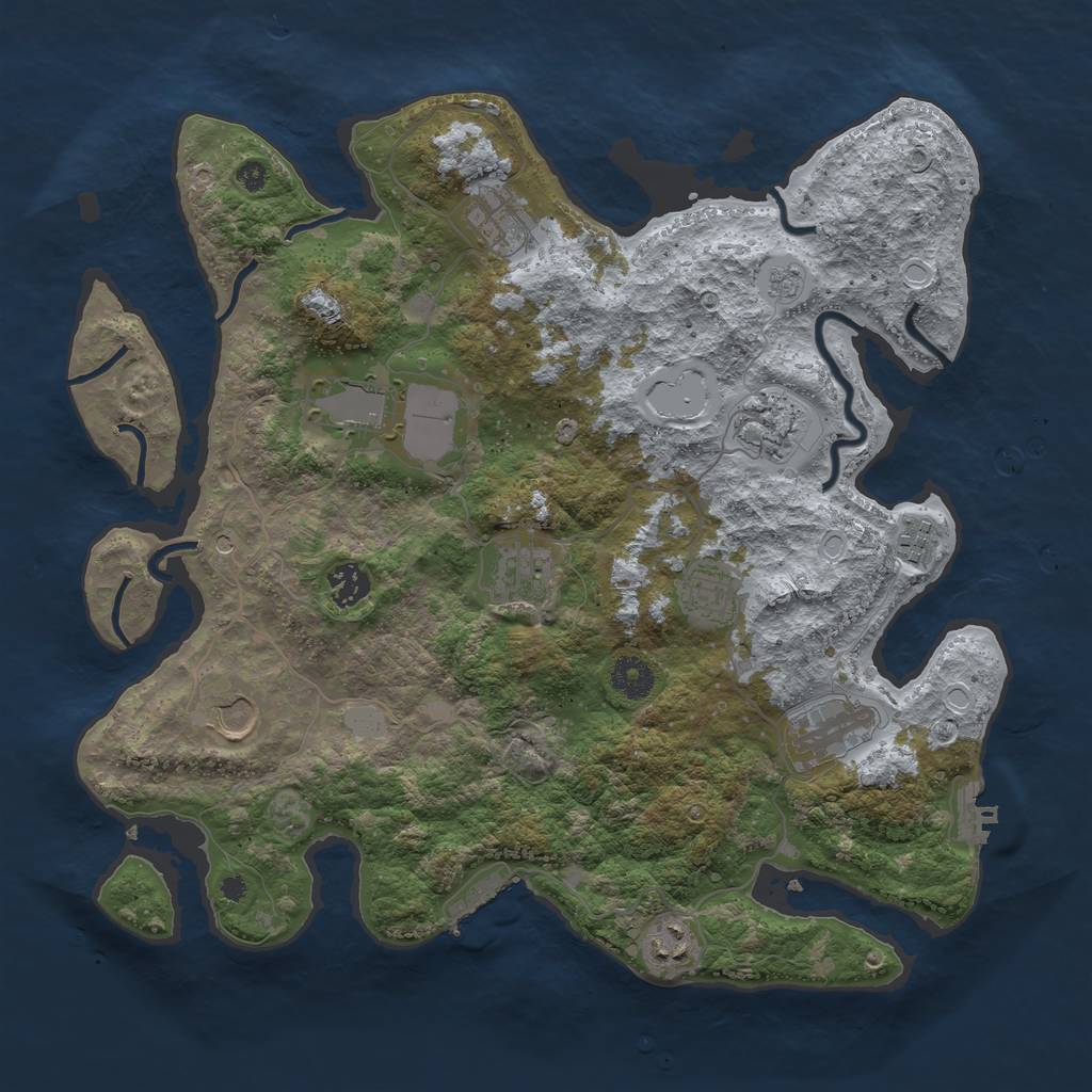 Rust Map: Procedural Map, Size: 3800, Seed: 66171, 17 Monuments
