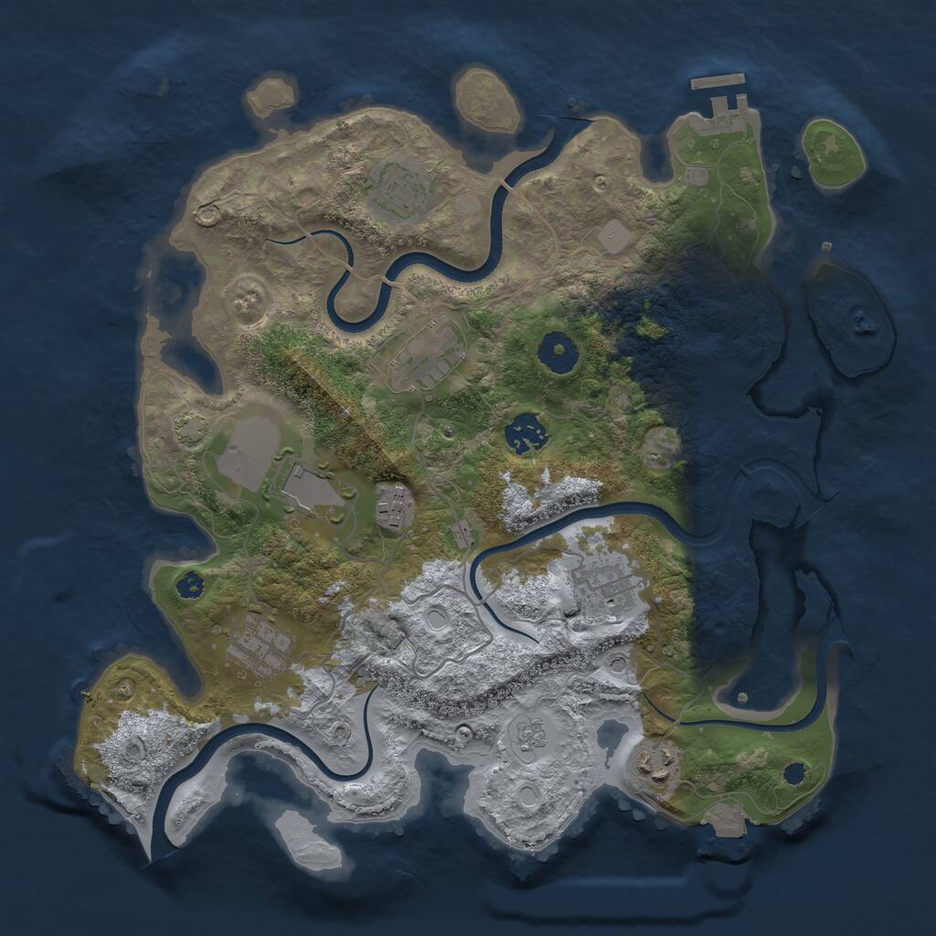 Rust Map: Procedural Map, Size: 3500, Seed: 262426919, 13 Monuments