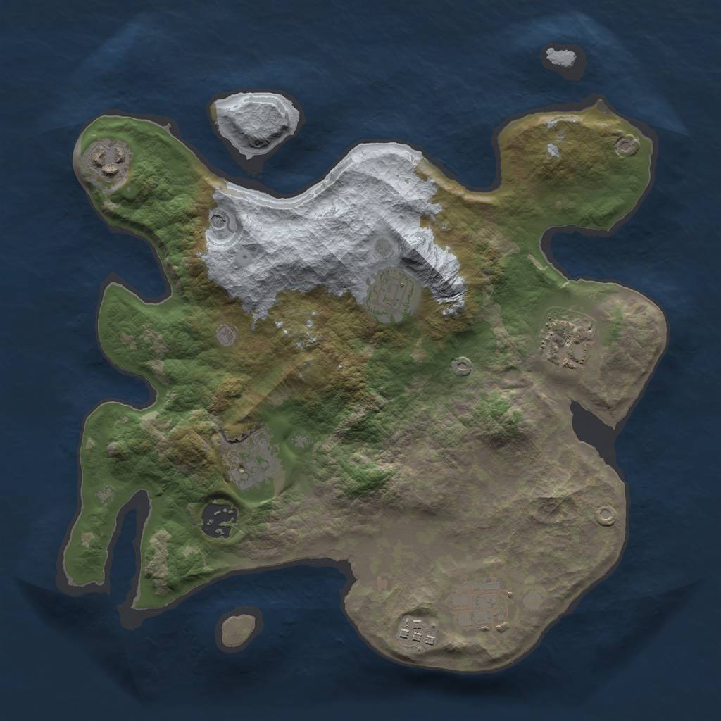 Rust Map: Barren, Size: 3000, Seed: 816666, 10 Monuments