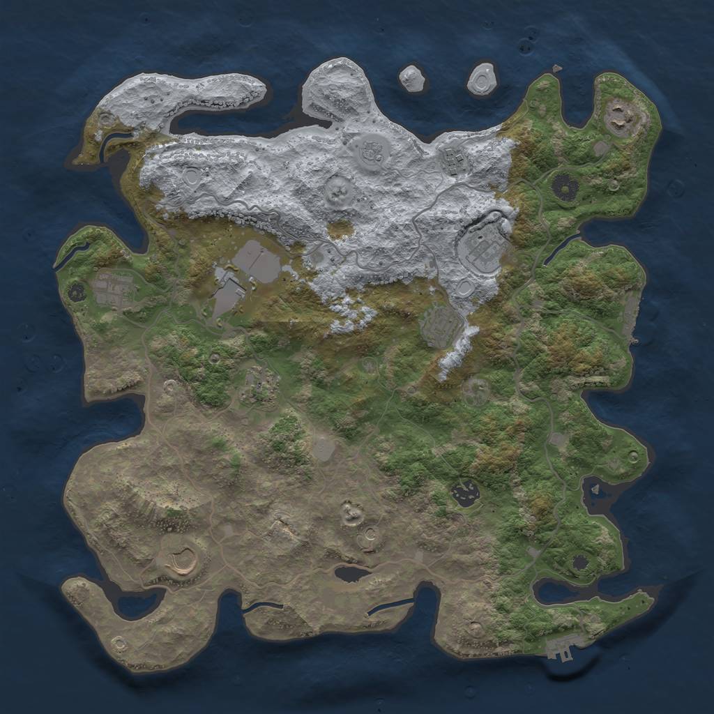 Rust Map: Procedural Map, Size: 4000, Seed: 1035006829, 16 Monuments