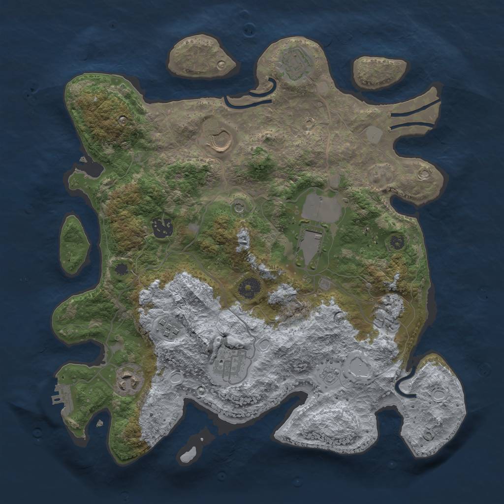 Rust Map: Procedural Map, Size: 3500, Seed: 57830404, 14 Monuments