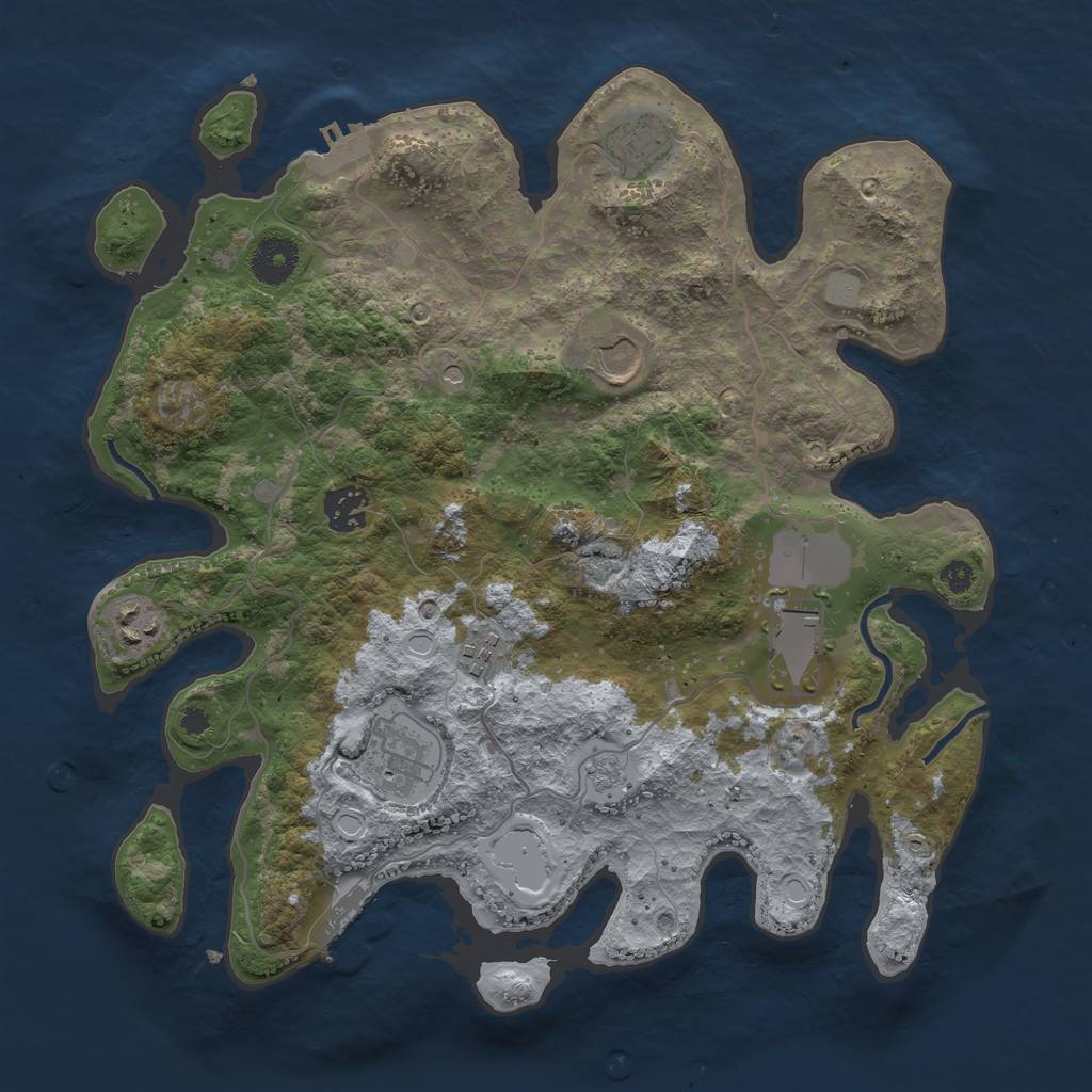Rust Map: Procedural Map, Size: 3500, Seed: 29352471, 14 Monuments