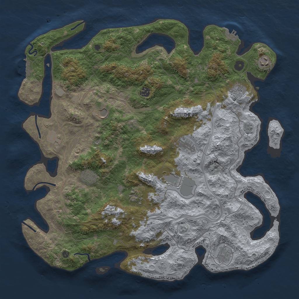 Rust Map: Procedural Map, Size: 4500, Seed: 2045, 18 Monuments