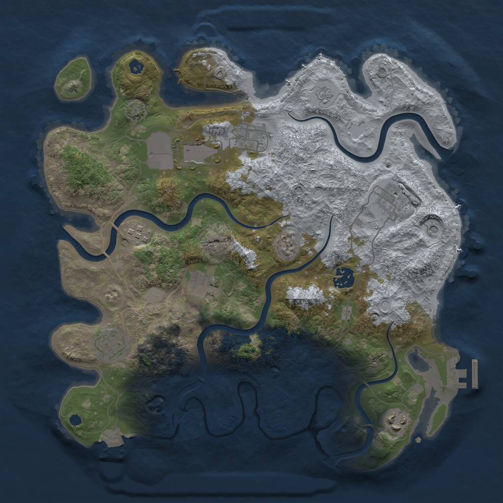 Rust Map: Procedural Map, Size: 3500, Seed: 1983522384, 13 Monuments