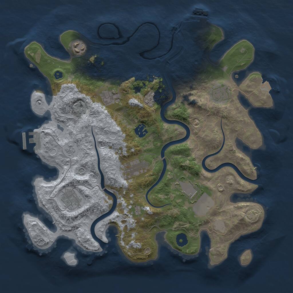 Rust Map: Procedural Map, Size: 3500, Seed: 41673475, 14 Monuments