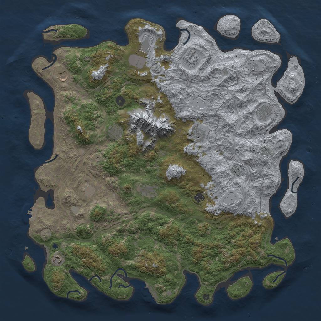 Rust Map: Procedural Map, Size: 5000, Seed: 111667, 18 Monuments