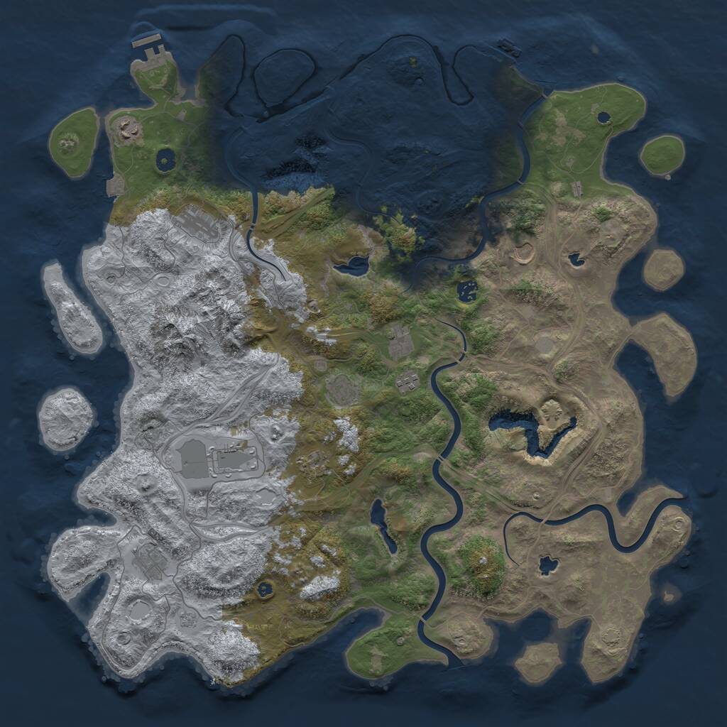 Rust Map: Procedural Map, Size: 5000, Seed: 76824494, 16 Monuments