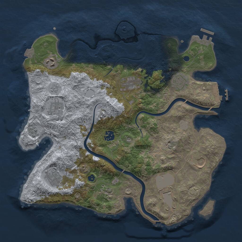 Rust Map: Procedural Map, Size: 3500, Seed: 4439111, 16 Monuments