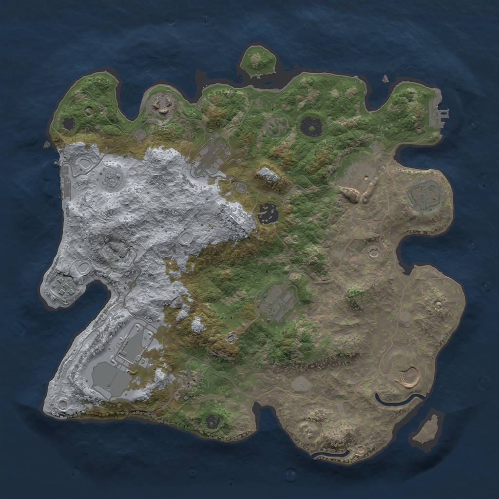 Rust Map: Procedural Map, Size: 3500, Seed: 4439111, 17 Monuments