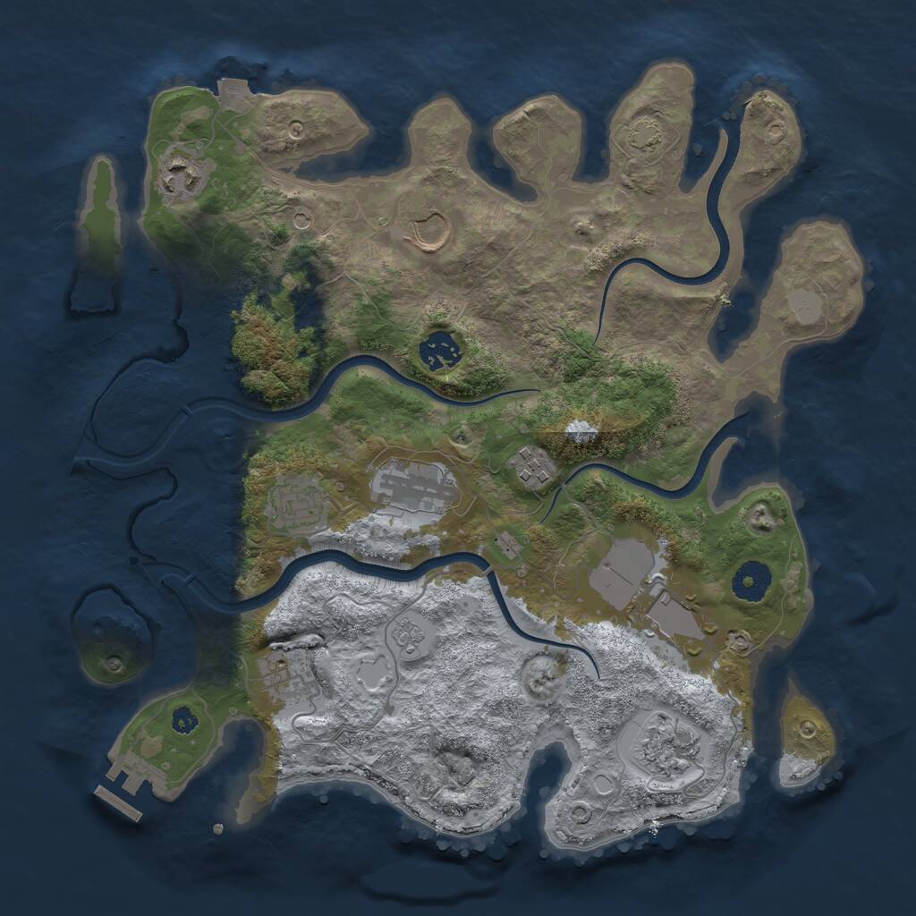 Rust Map: Procedural Map, Size: 3500, Seed: 27364161, 14 Monuments