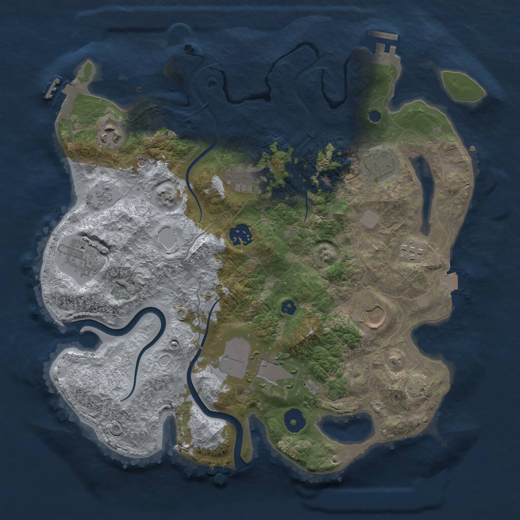 Rust Map: Procedural Map, Size: 3500, Seed: 569005255, 14 Monuments