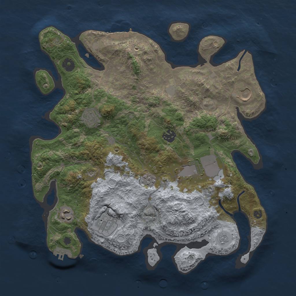 Rust Map: Procedural Map, Size: 3500, Seed: 906606149, 14 Monuments