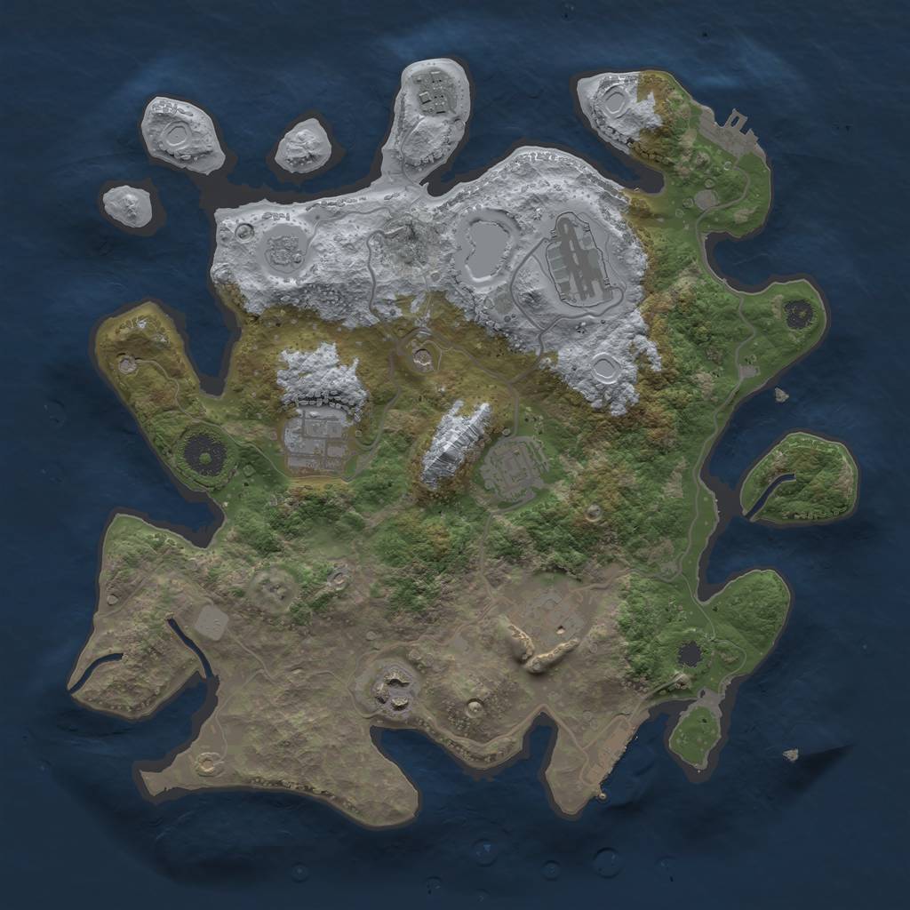 Rust Map: Procedural Map, Size: 3250, Seed: 103670149, 13 Monuments