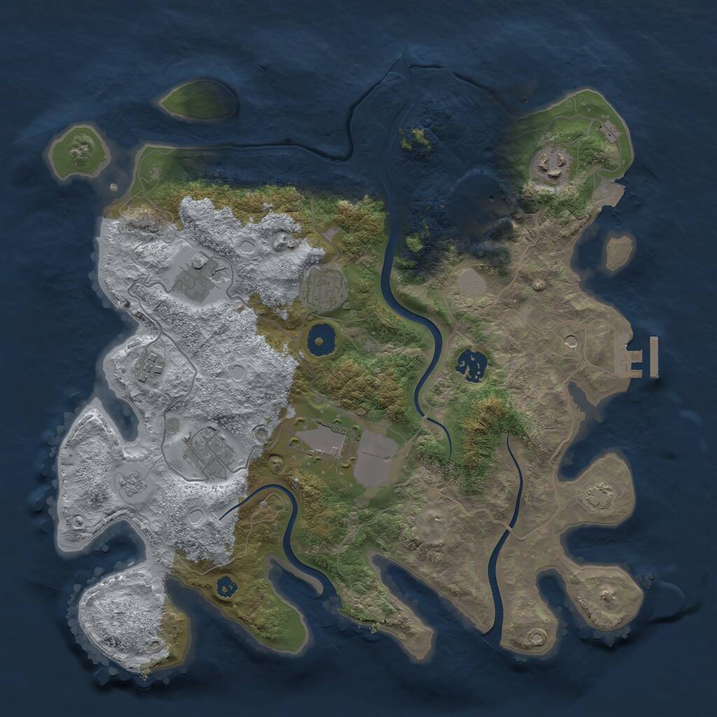 Rust Map: Procedural Map, Size: 3500, Seed: 43413844, 13 Monuments